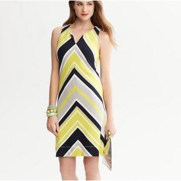 Banana Republic Milly Collection Sleeveless Chevron Stripe Dress Size 6 - Picture 1 of 13